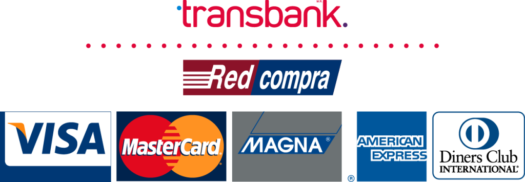 Formas de pago: Transbank, Visa, Mastercard, Magna, Redcompra